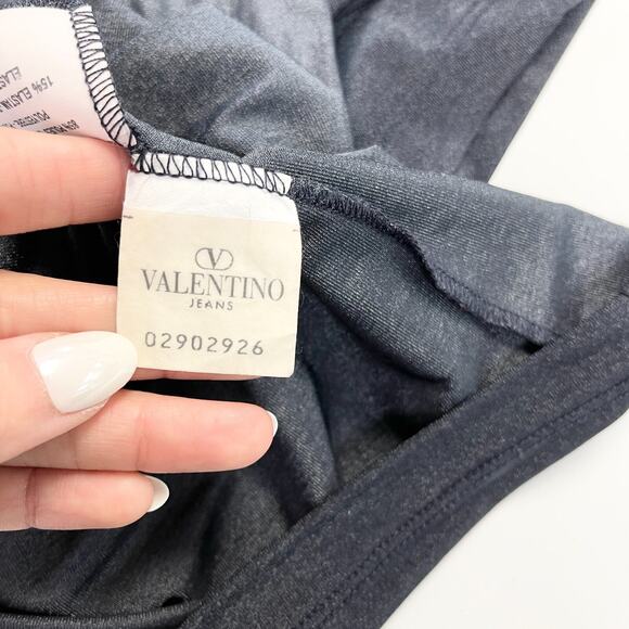 Valentino Jeans T-Shirt L Black Stretch Designer Tee Minimalist Streetwear Slim‎ - Picture 7 of 10